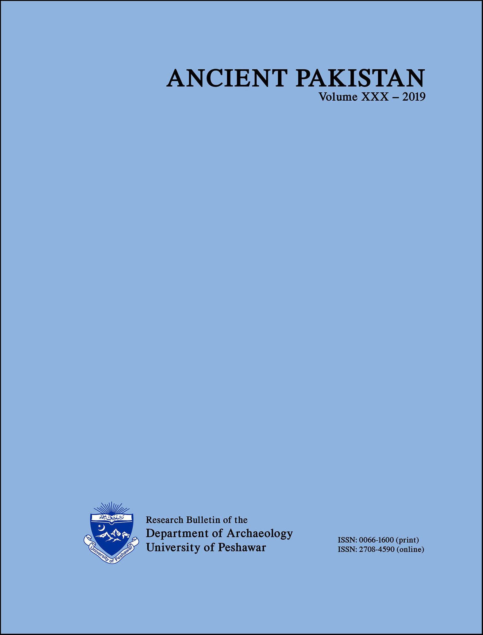 					View Vol. 30 (2019): Ancient Pakistan
				